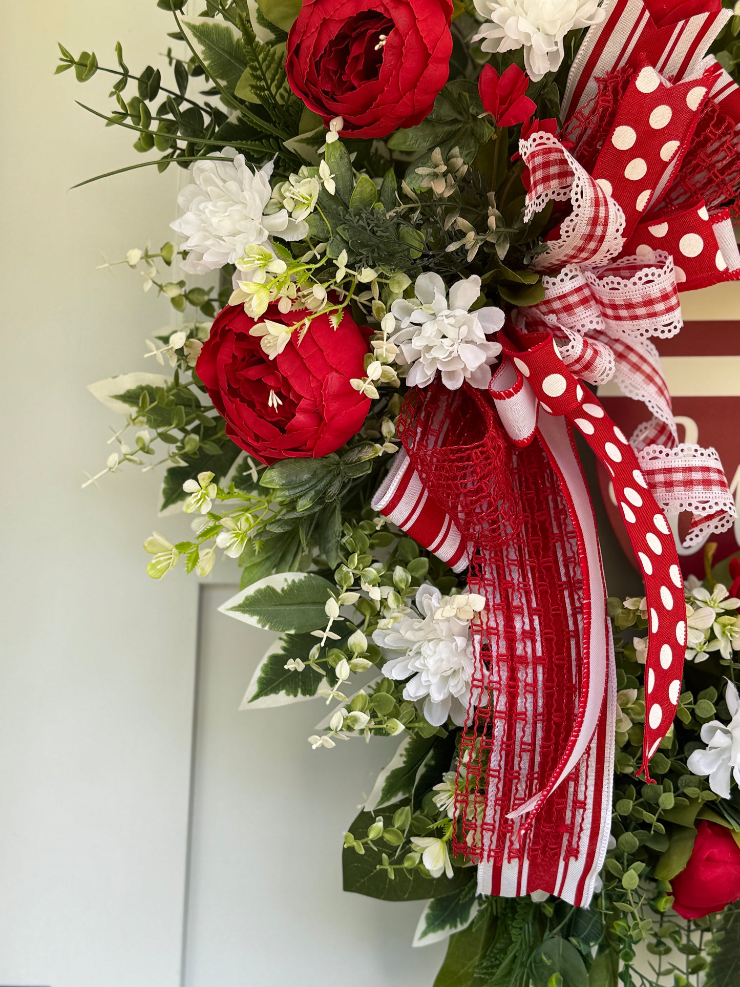 Red and White Welcome Wreath