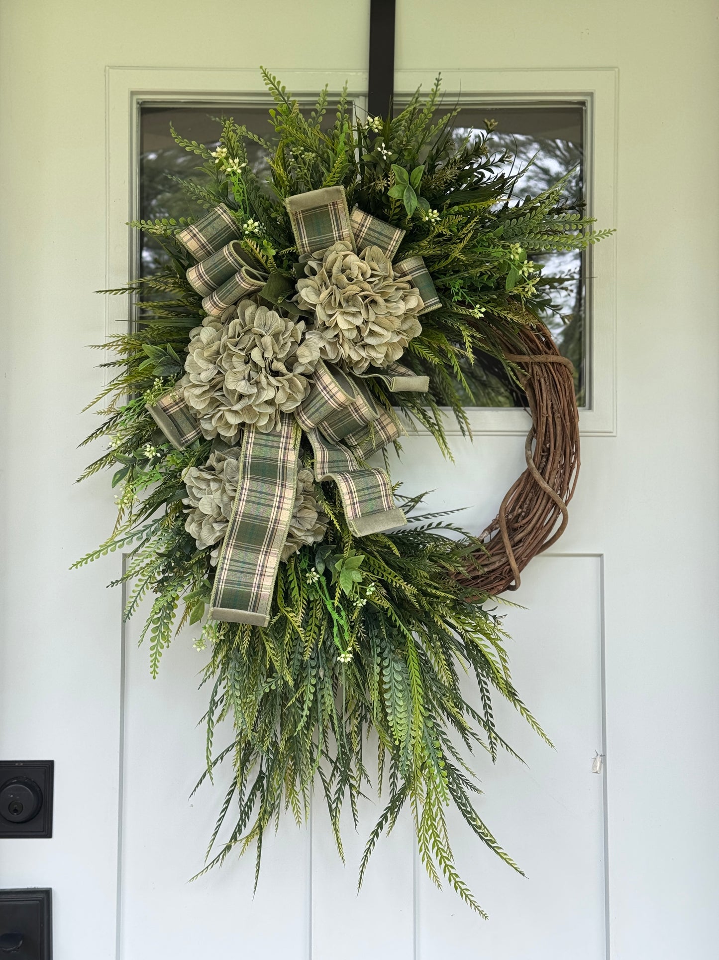 Elegant Sage Hydrangea Bead Grass Everyday Wreath