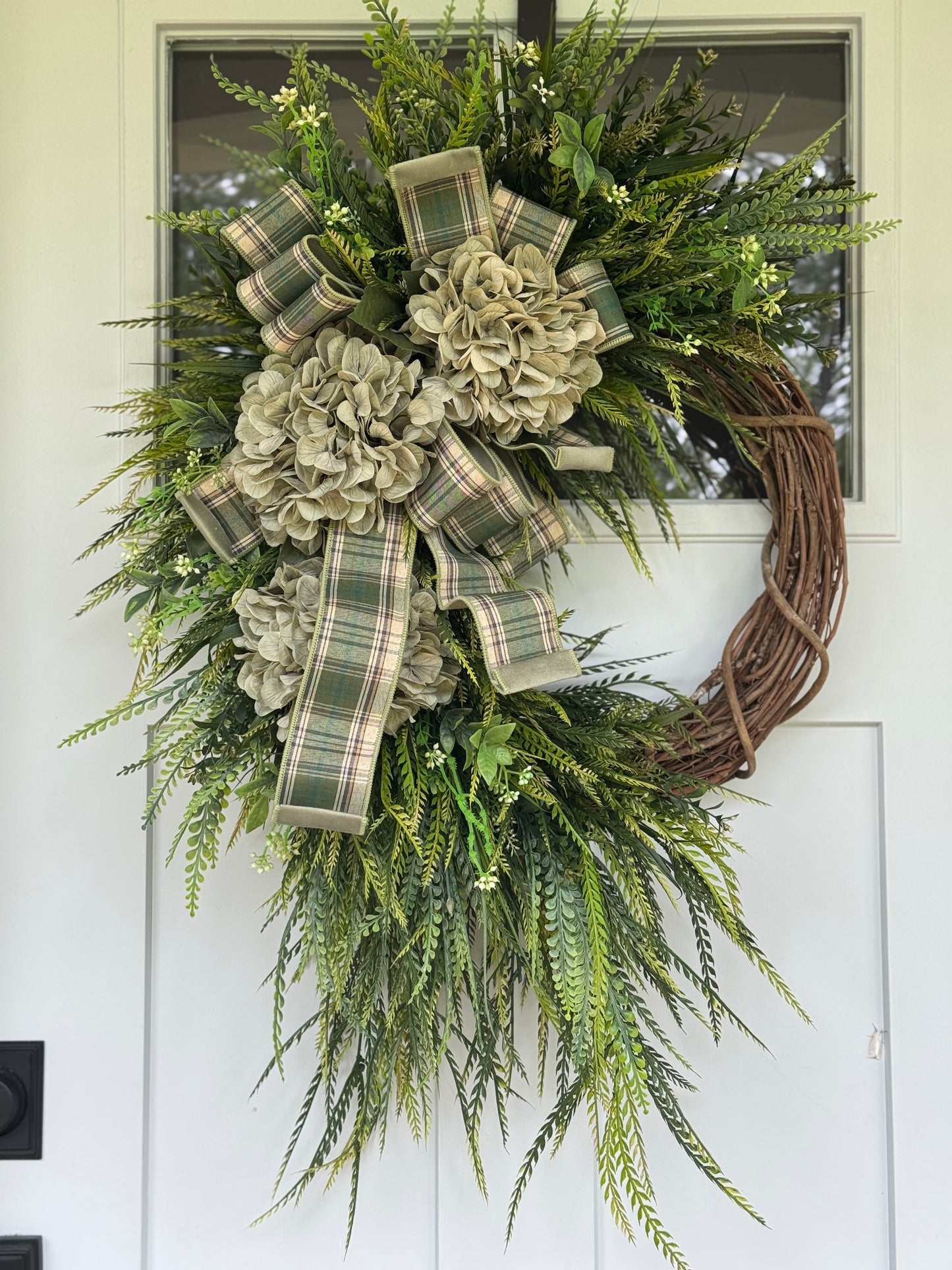 Elegant Sage Hydrangea Bead Grass Everyday Wreath
