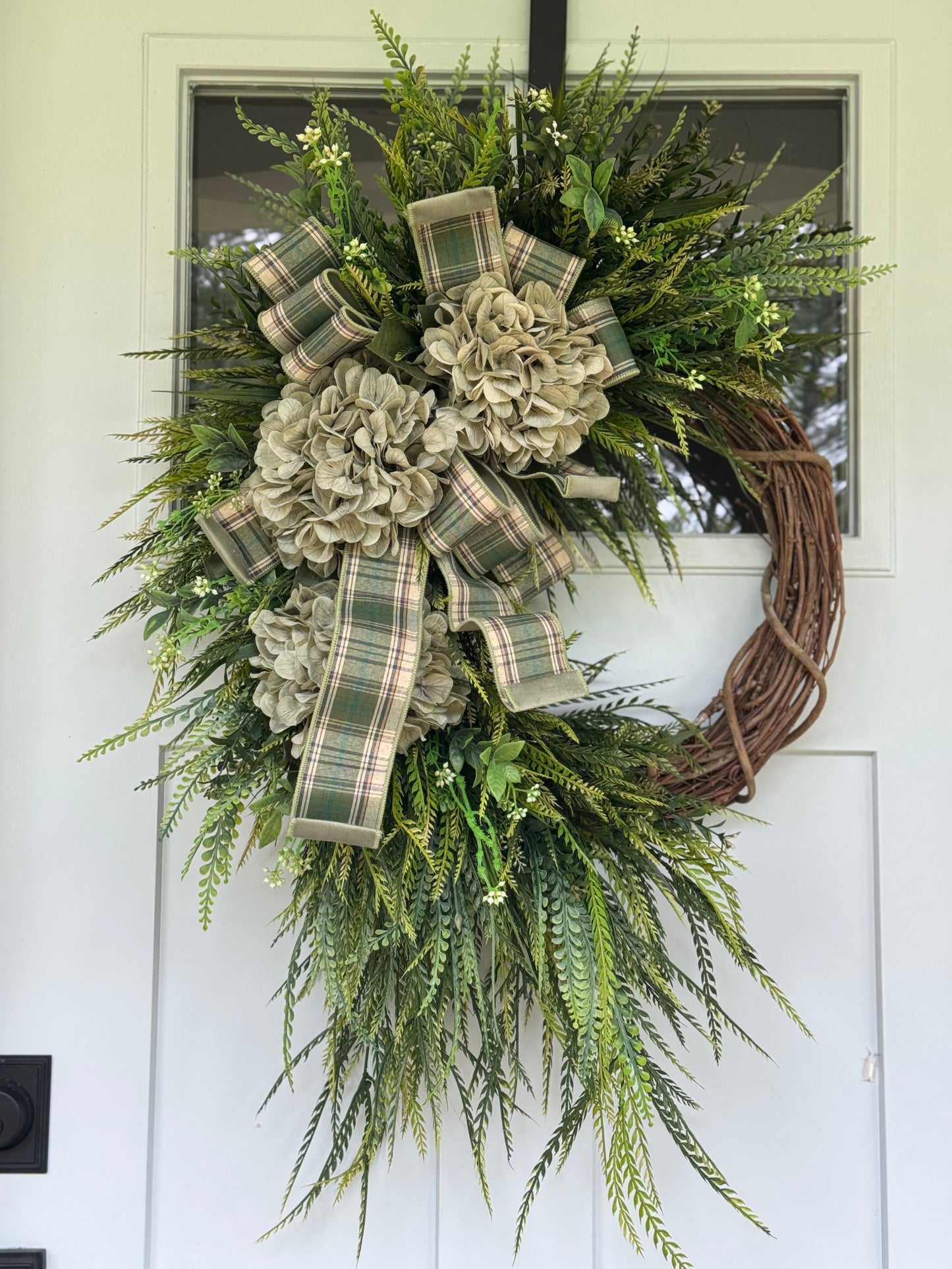 Elegant Sage Hydrangea Bead Grass Everyday Wreath