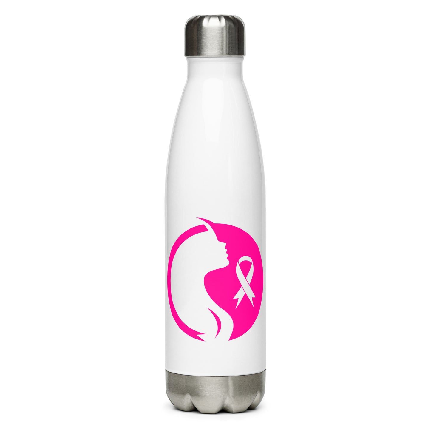 Breast cancer silhouette Stainless steel water bottle