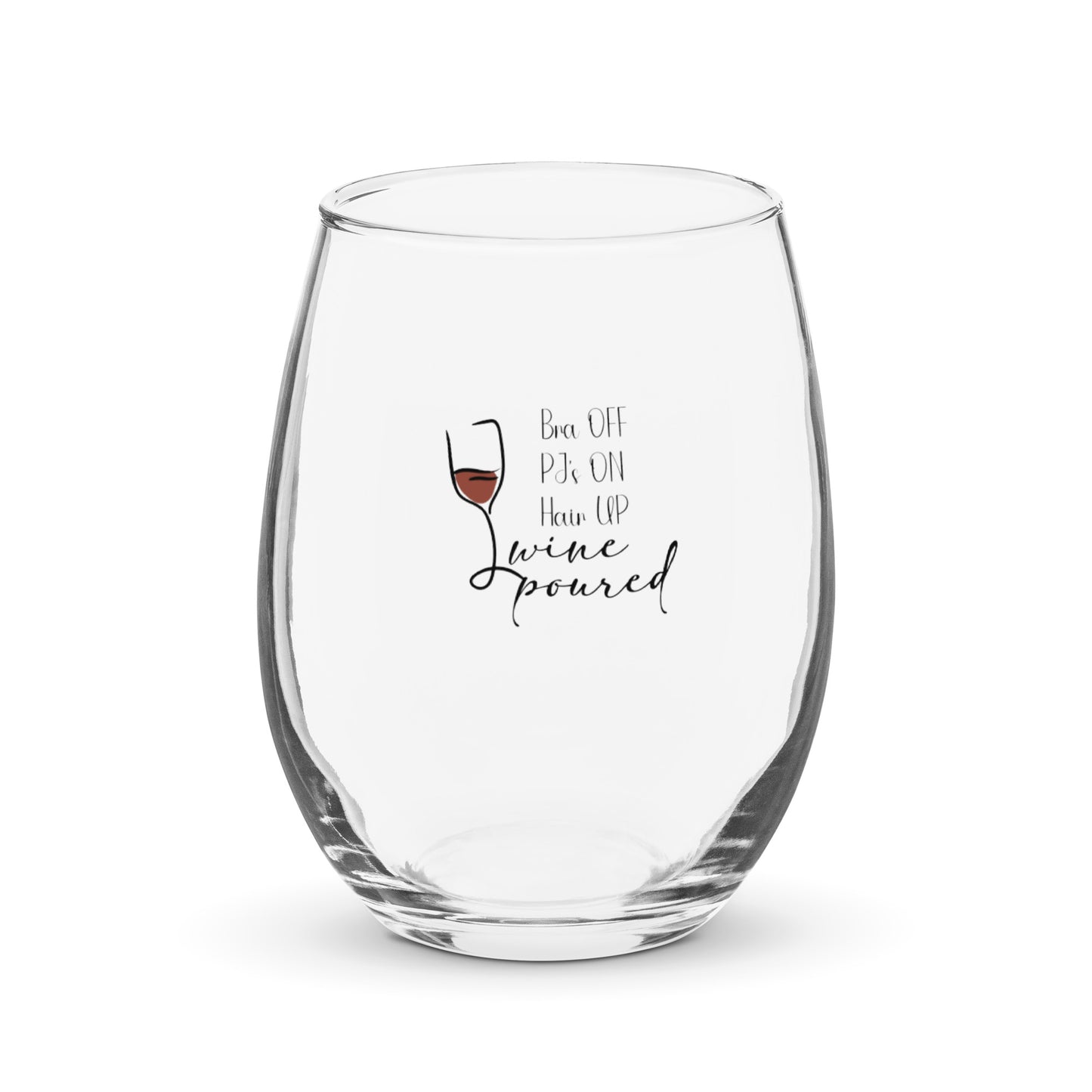 Wine poured Stemless wine glass