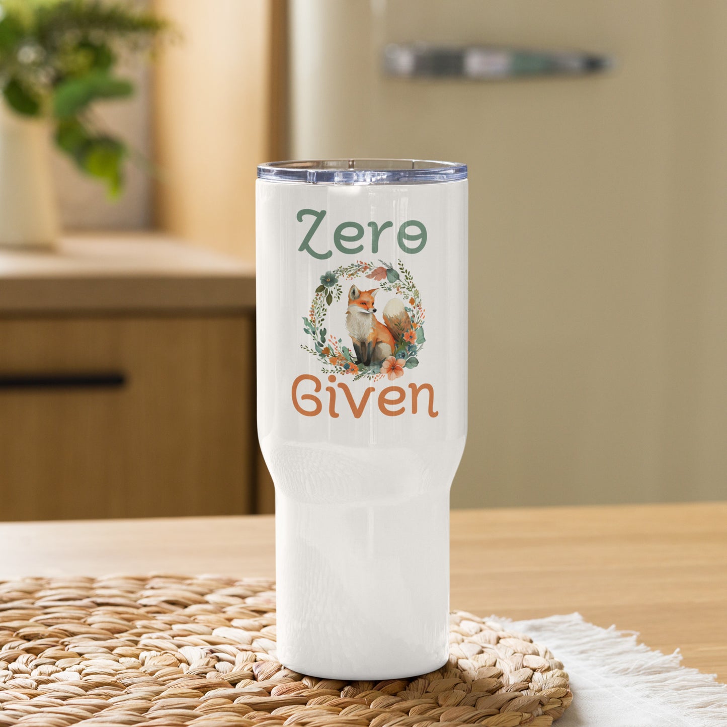 Zero fox given Travel mug with a handle