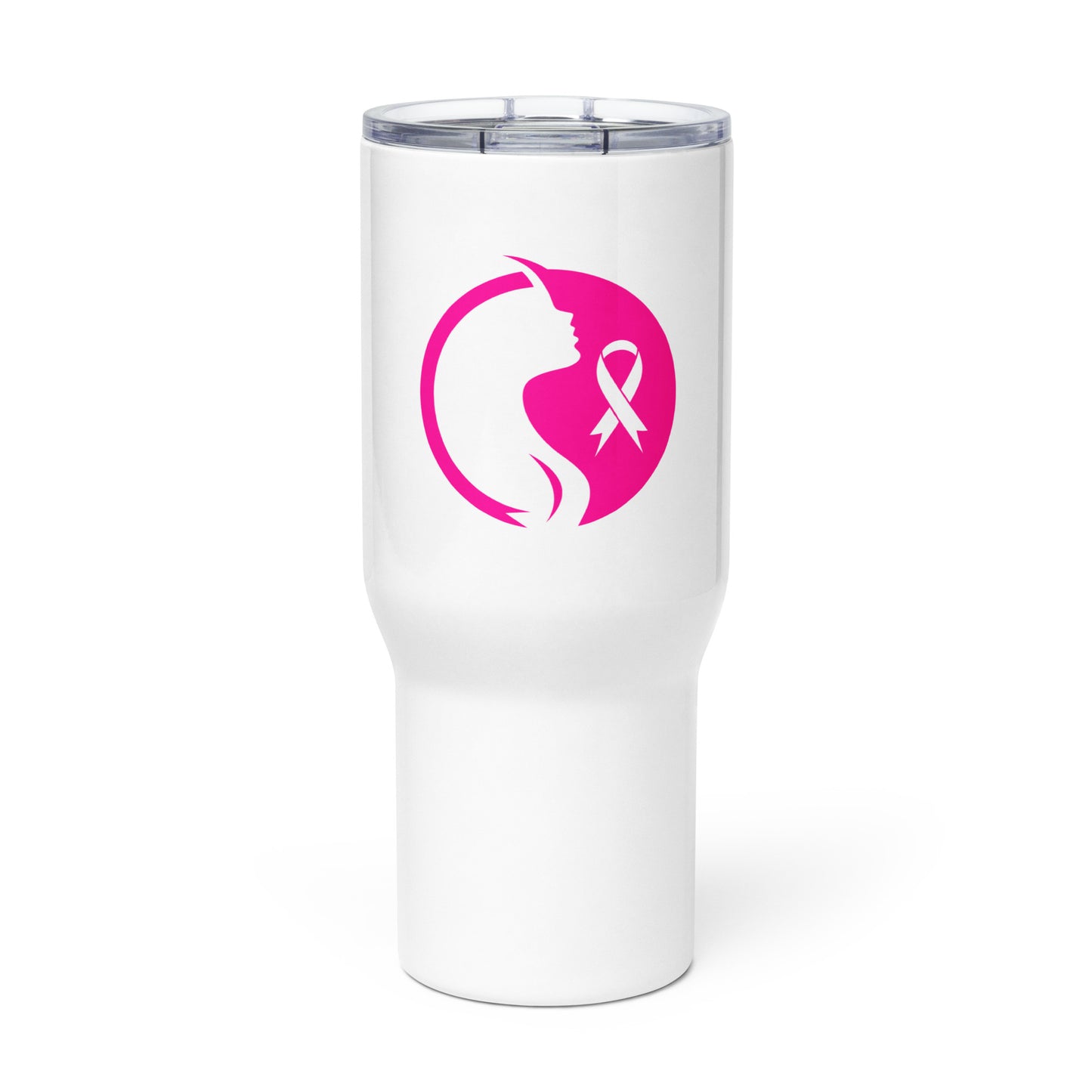 Breast cancer silhouette Travel mug with a handle
