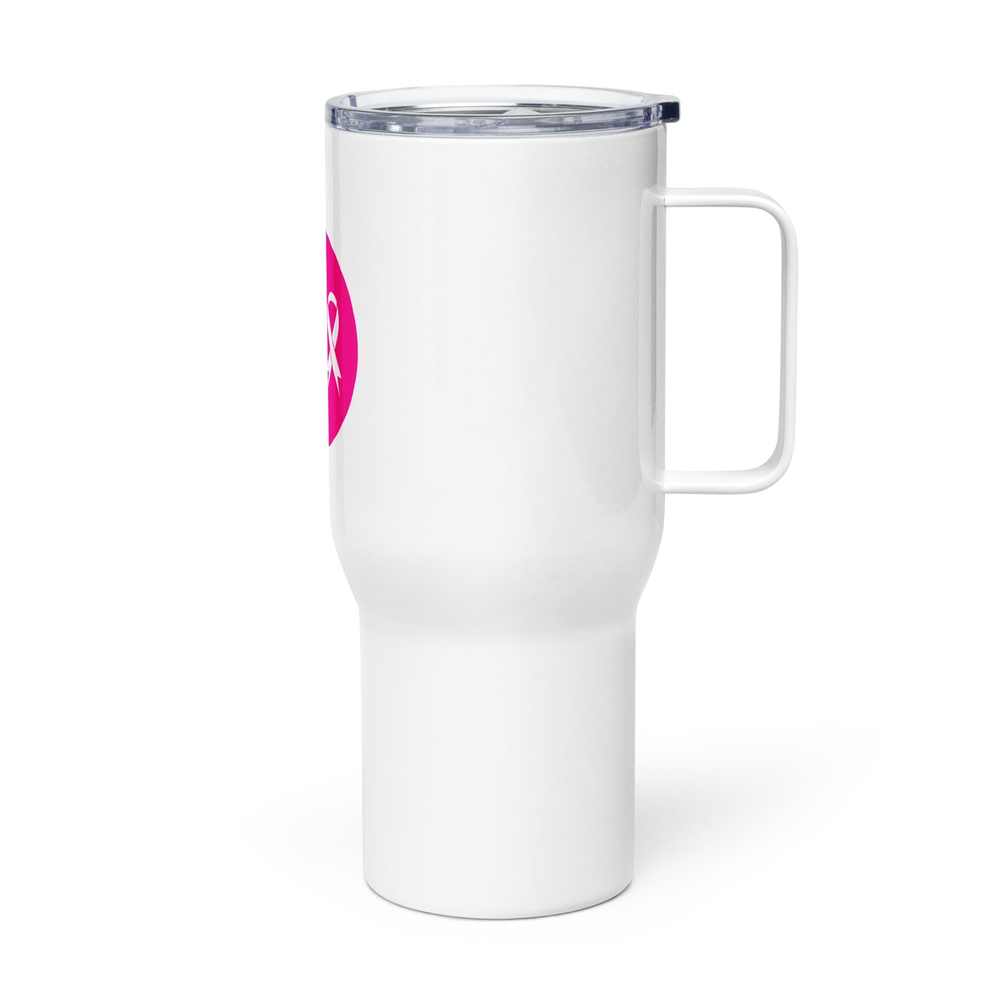 Breast cancer silhouette Travel mug with a handle