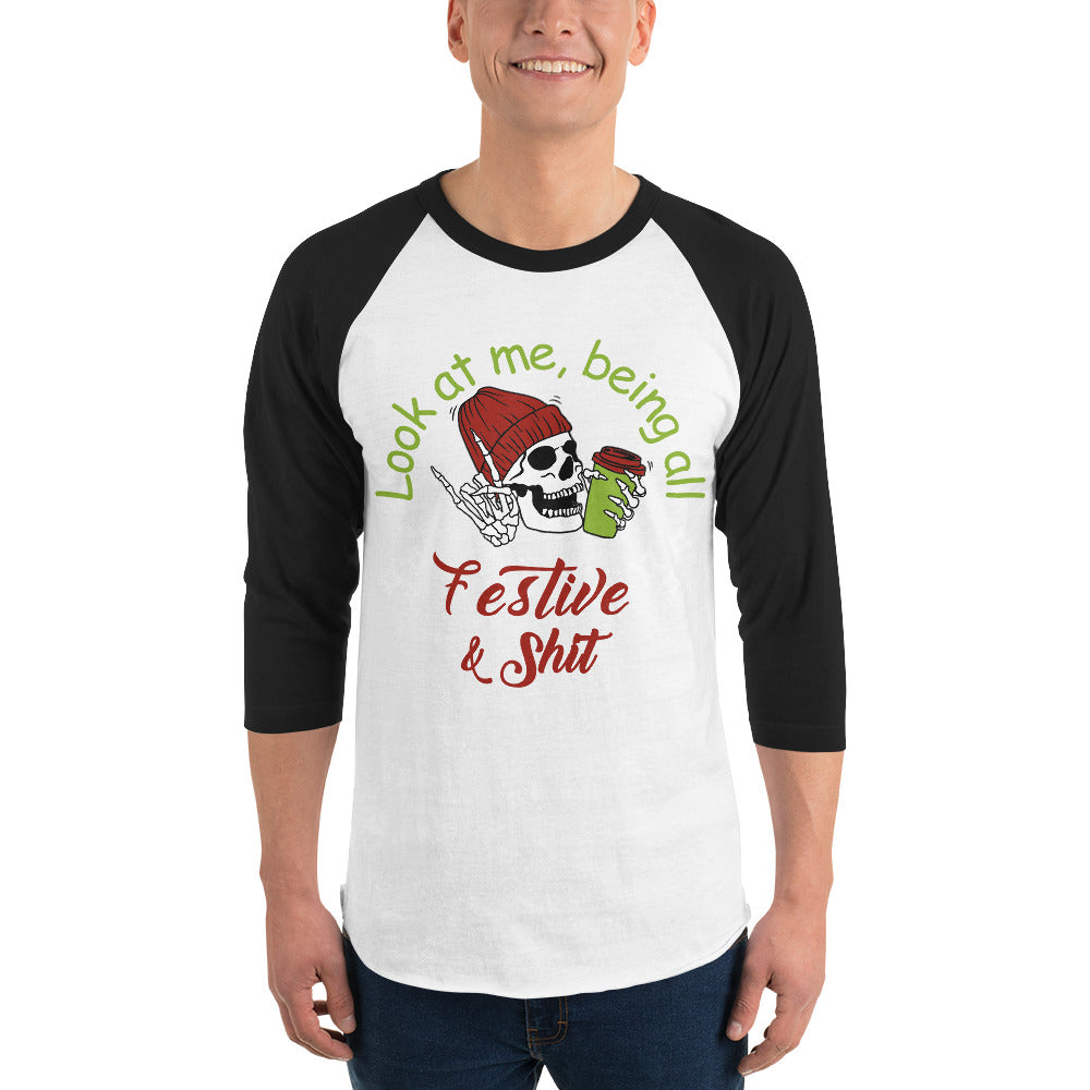 Festive 3/4 sleeve raglan shirt