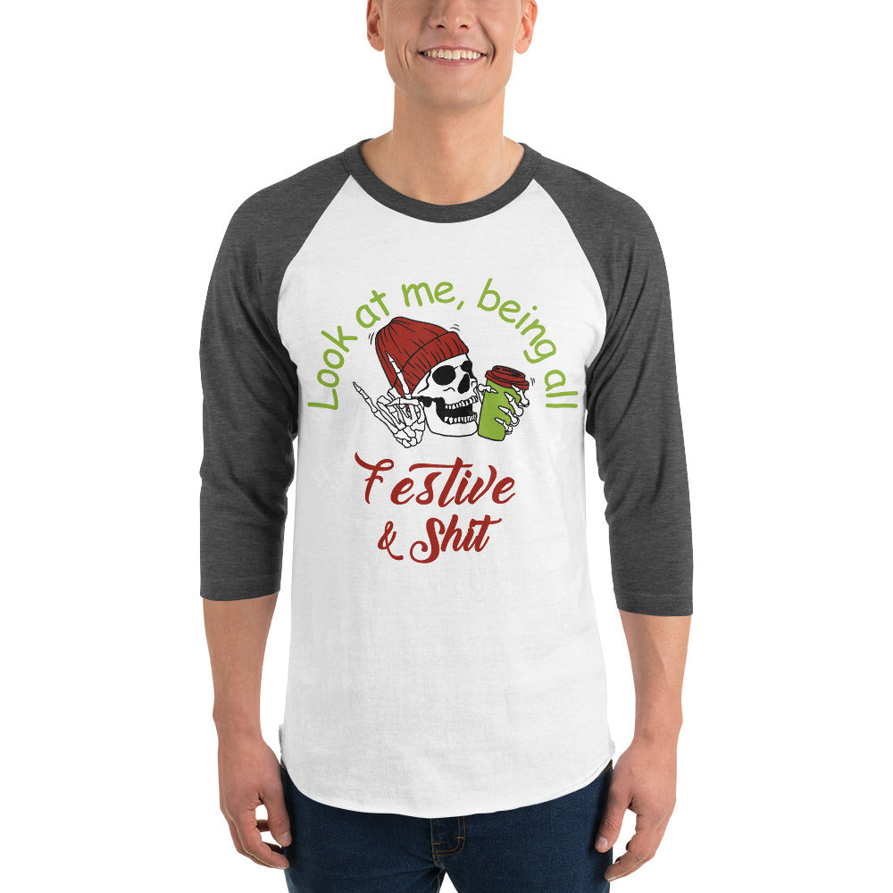 Festive 3/4 sleeve raglan shirt