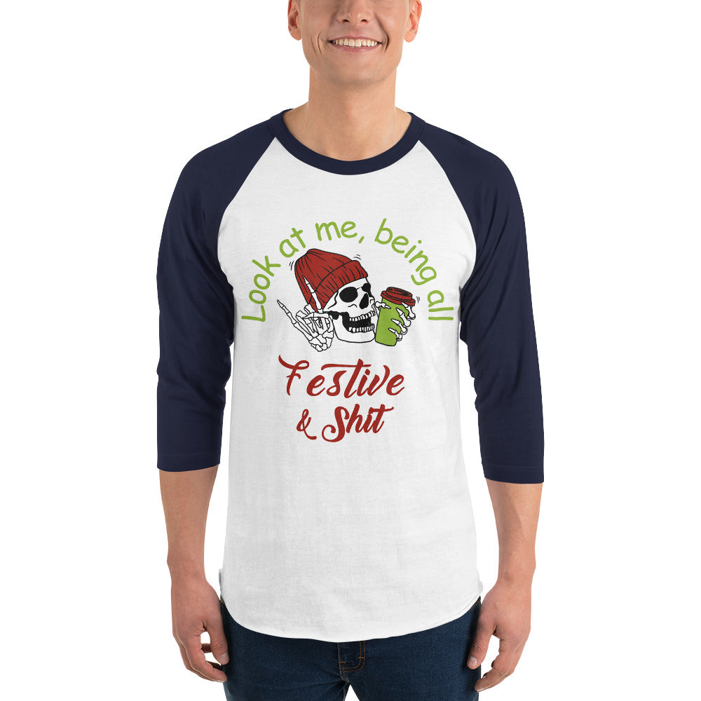 Festive 3/4 sleeve raglan shirt