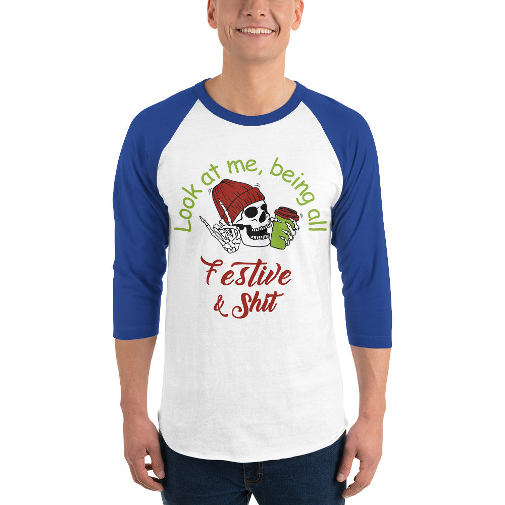 Festive 3/4 sleeve raglan shirt