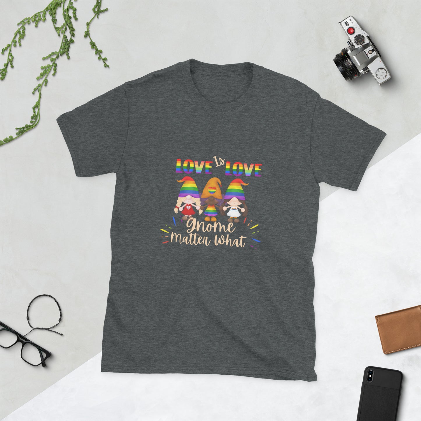 Love is love gnome matter what Short-Sleeve Unisex T-Shirt