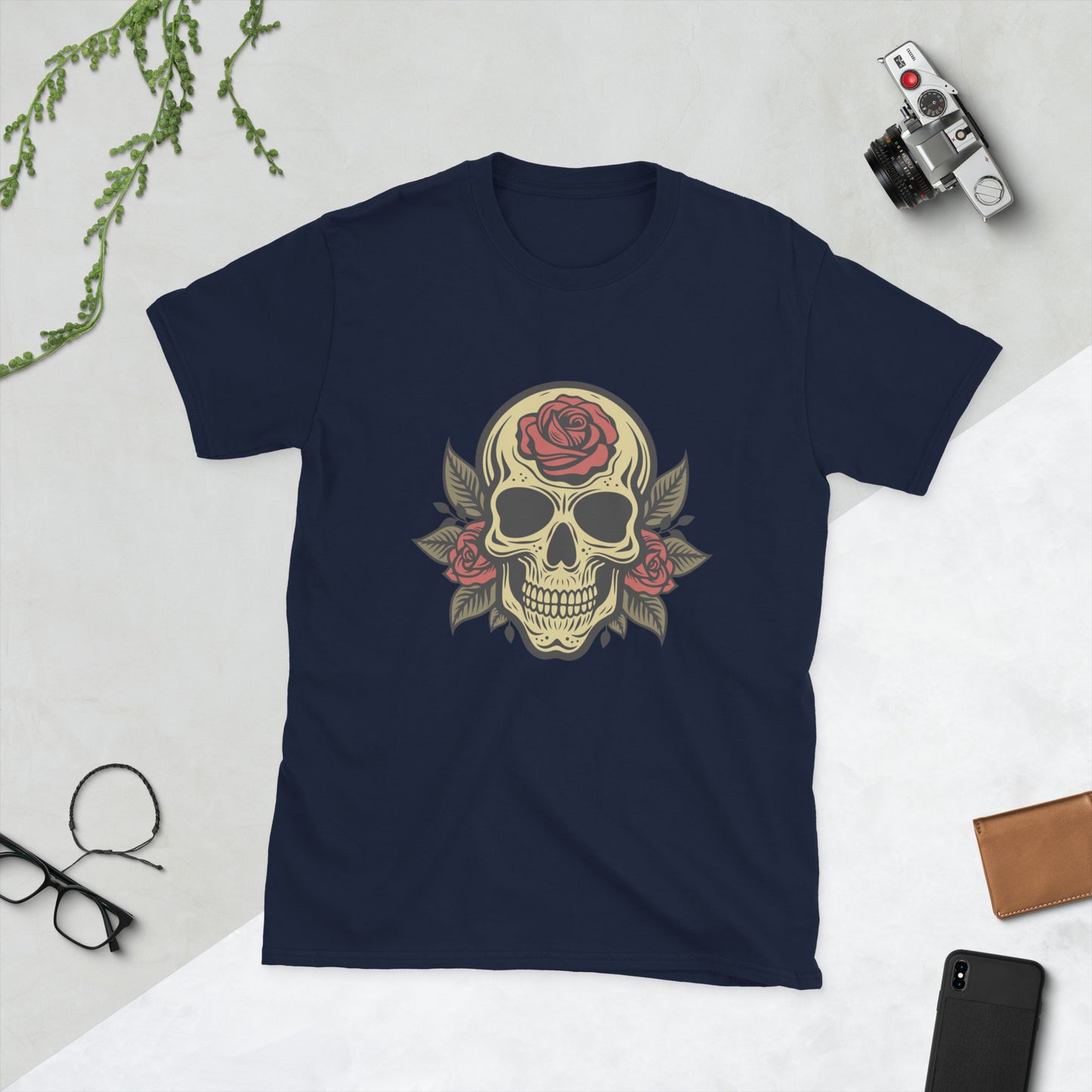 Skull with roses Short-Sleeve Unisex T-Shirt