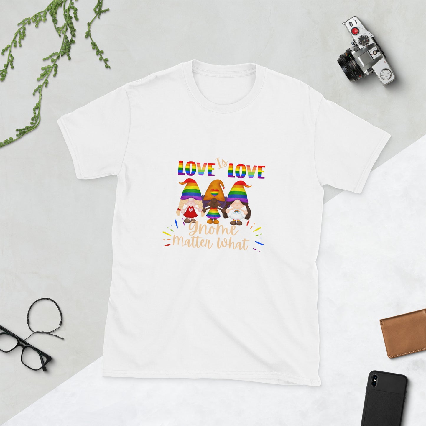 Love is love gnome matter what Short-Sleeve Unisex T-Shirt