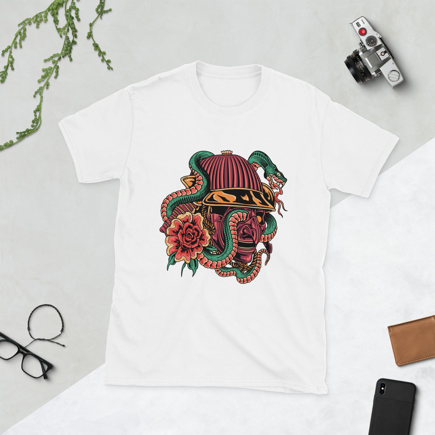 Snake with flowers Short-Sleeve Unisex T-Shirt