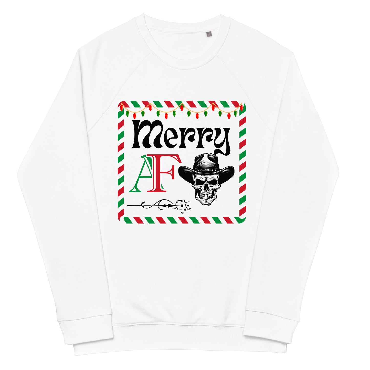 Merry AF Unisex organic raglan sweatshirt