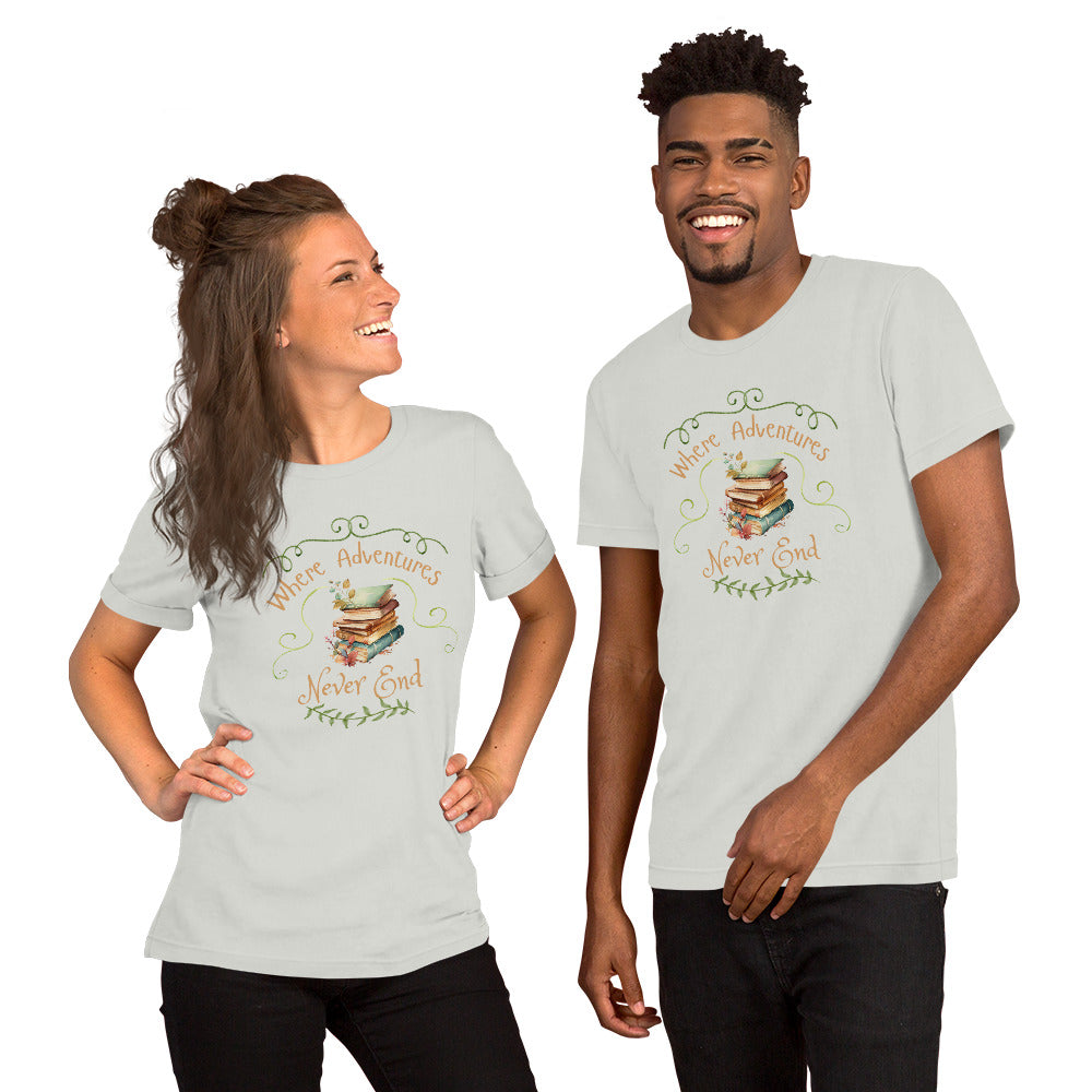 Where adventures Unisex t-shirt