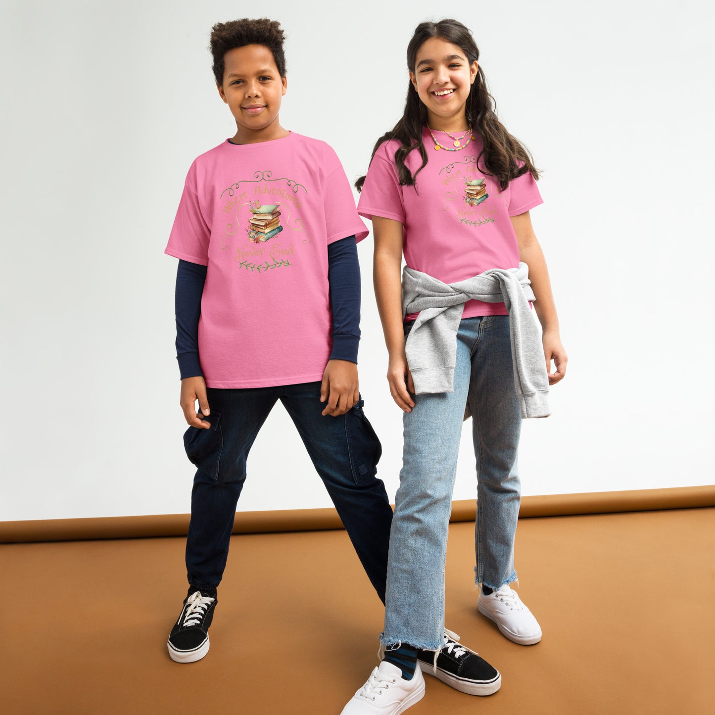 Where adventures Youth classic tee