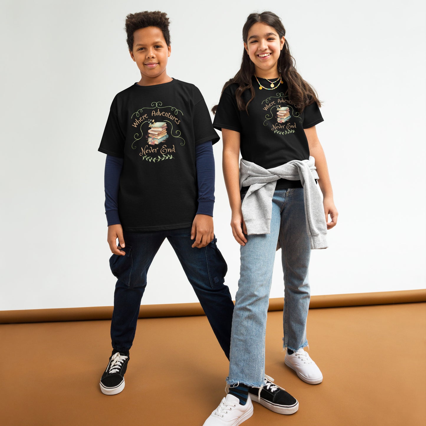 Where adventures Youth classic tee