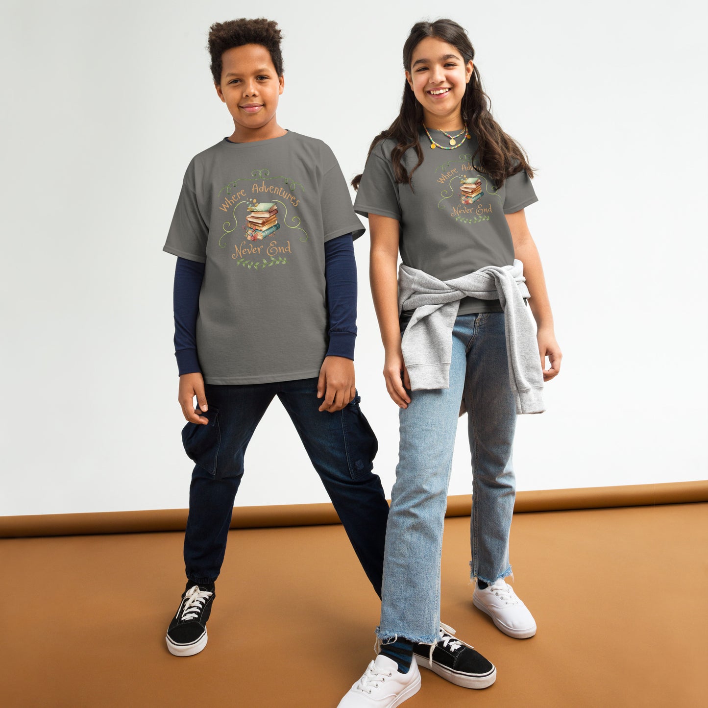 Where adventures Youth classic tee