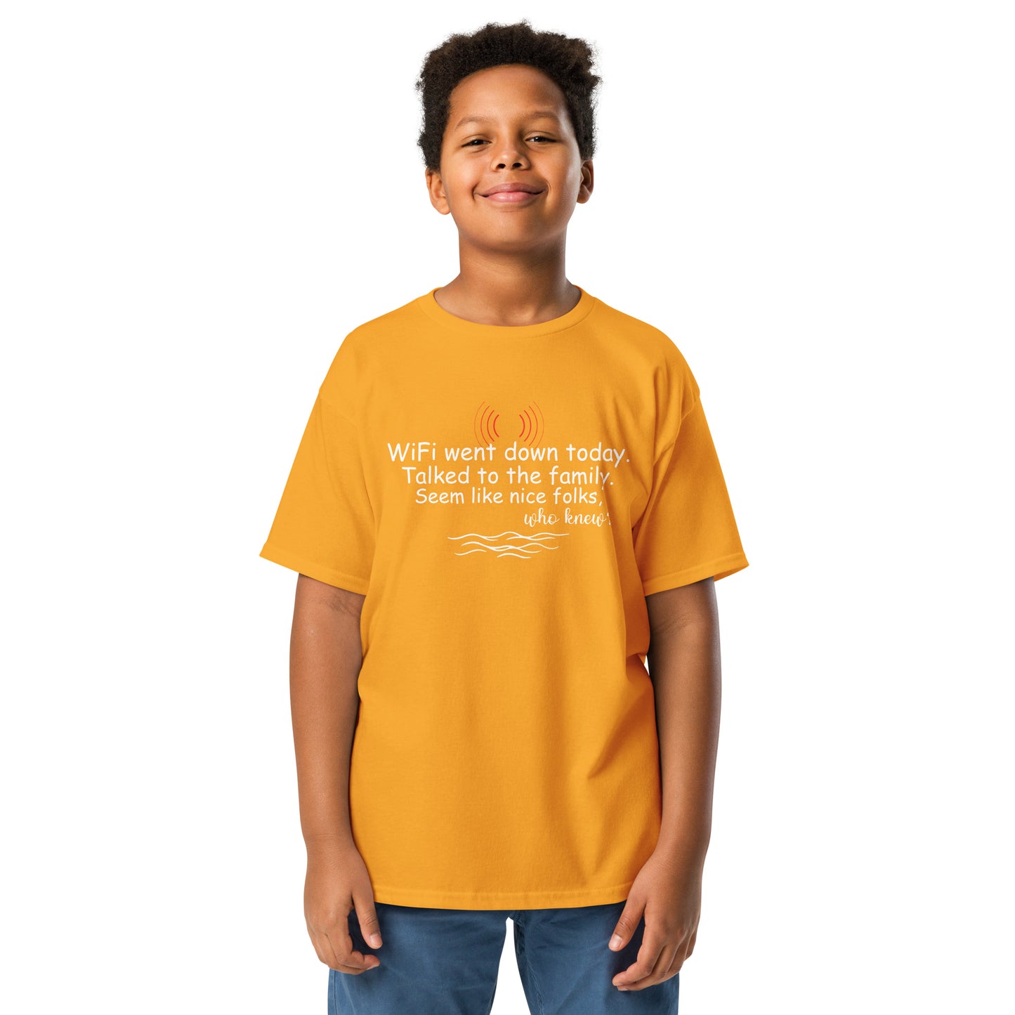 WiFi went down Youth classic tee