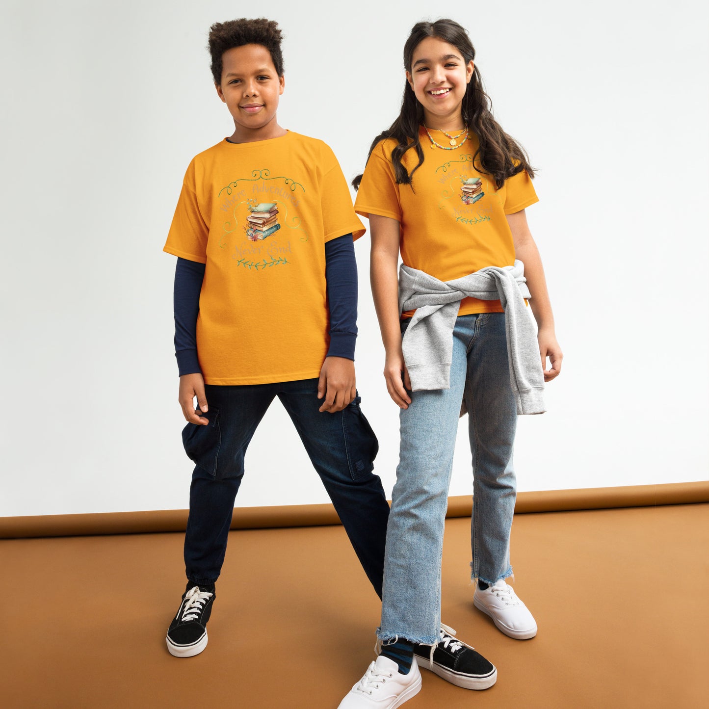 Where adventures Youth classic tee
