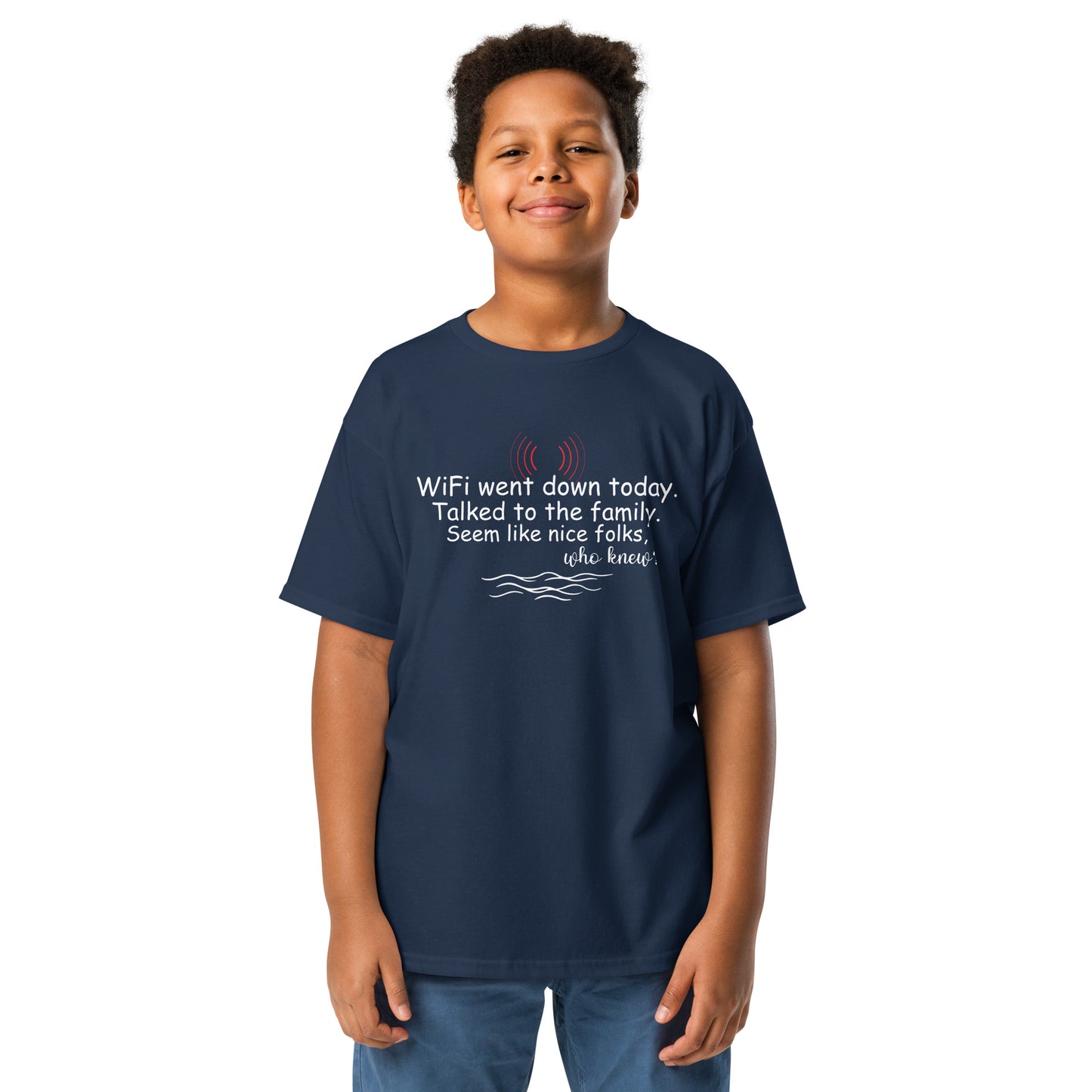 WiFi went down Youth classic tee