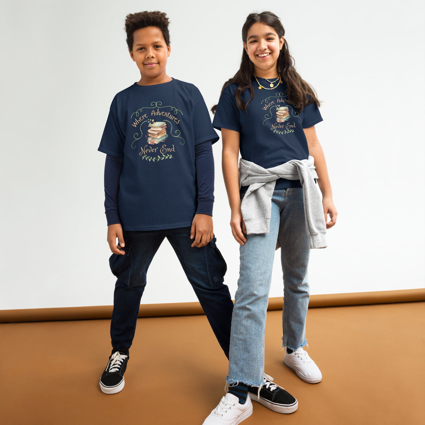 Where adventures Youth classic tee