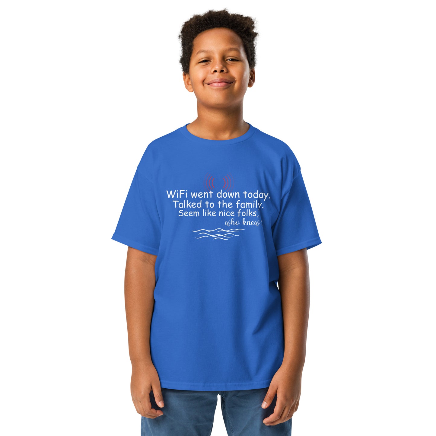 WiFi went down Youth classic tee
