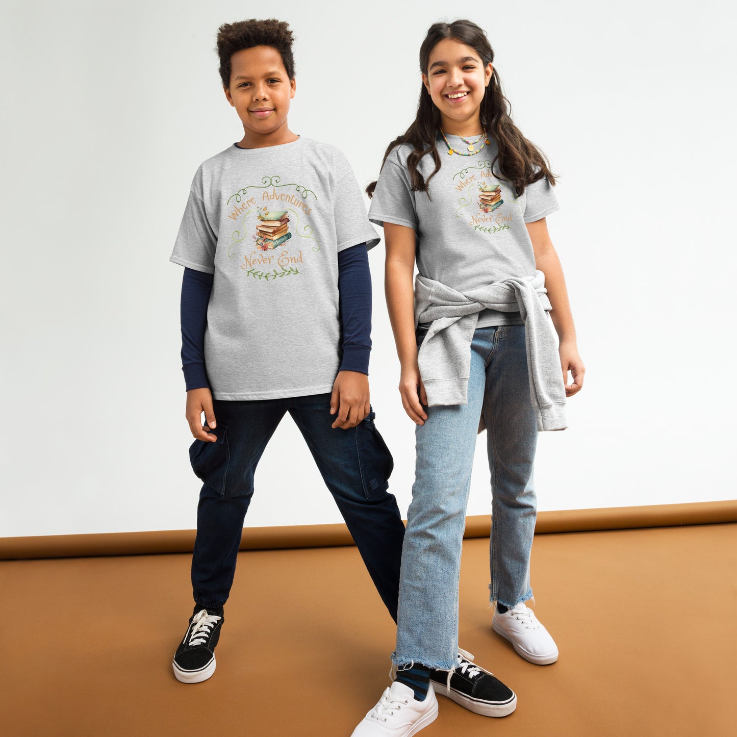 Where adventures Youth classic tee