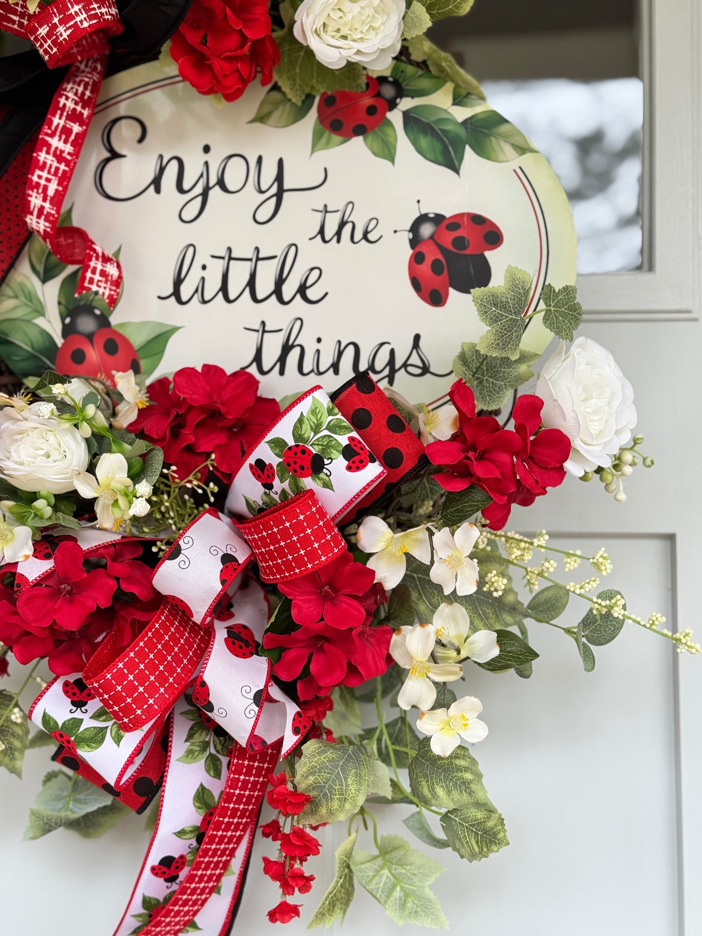 Enjoy The Little Things Ladybug Wreath