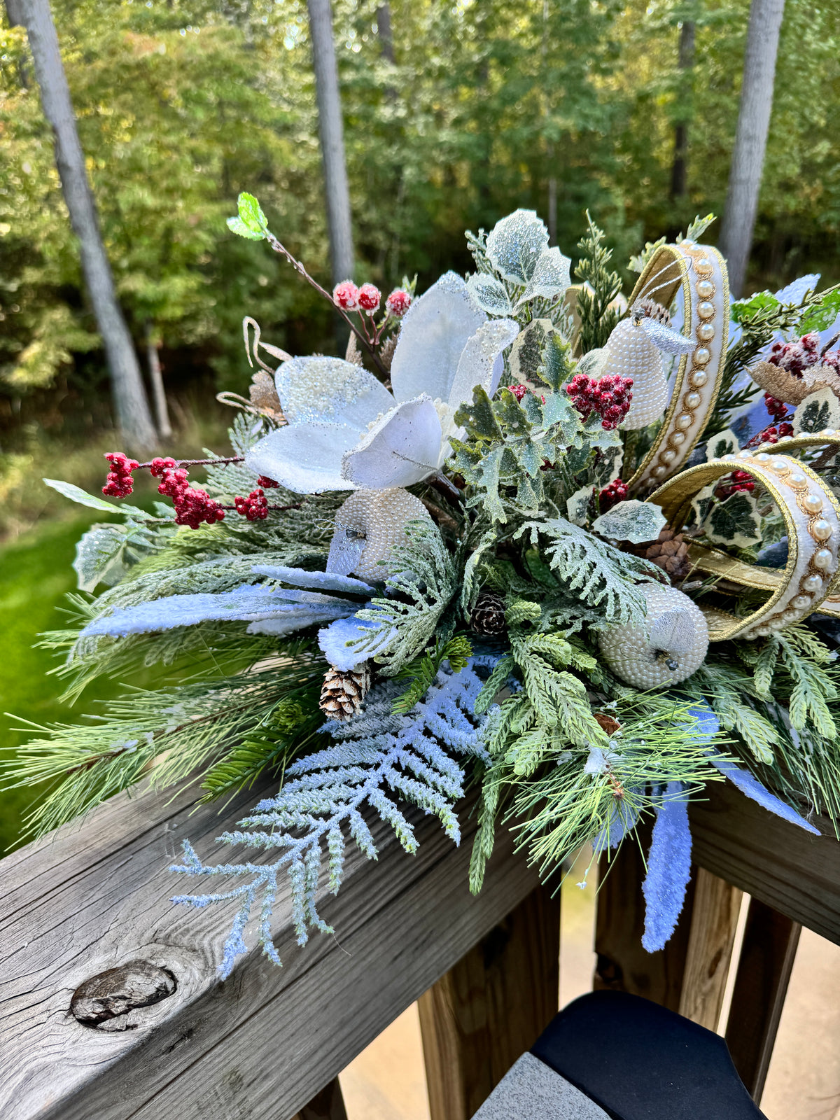 Elegant Ivory & Champagne Winter Floral Centerpiece