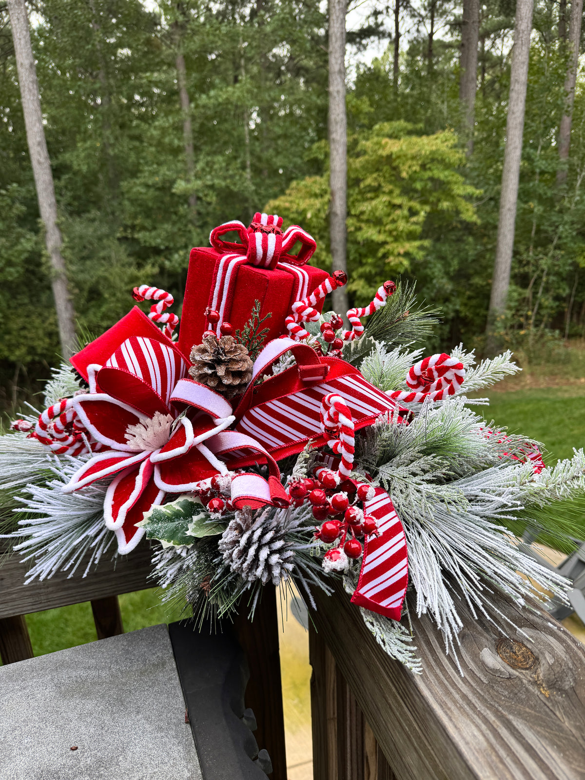 Red & White Peppermint Present Centerpiece