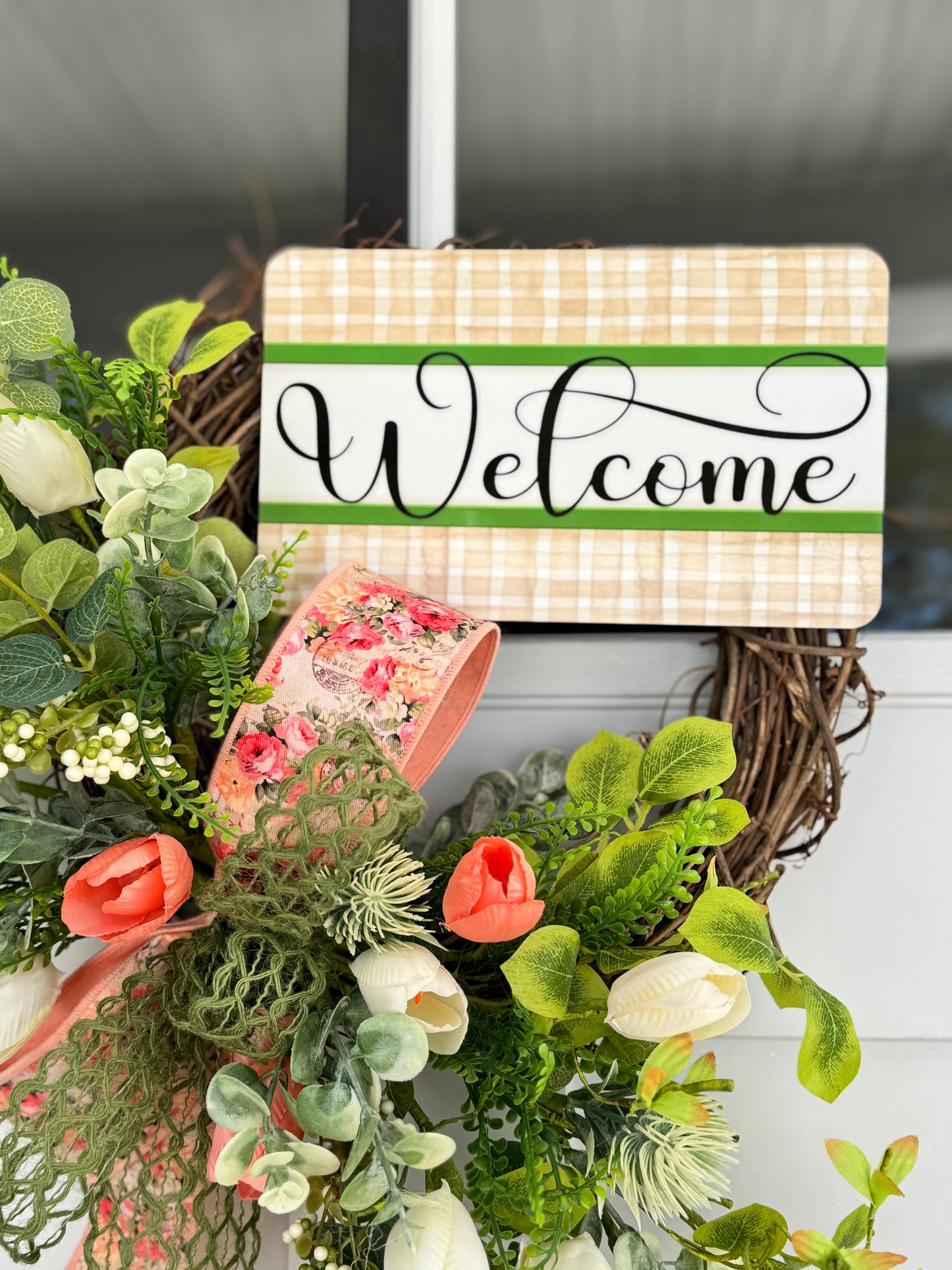 Floral Welcome Wreath with Tulips