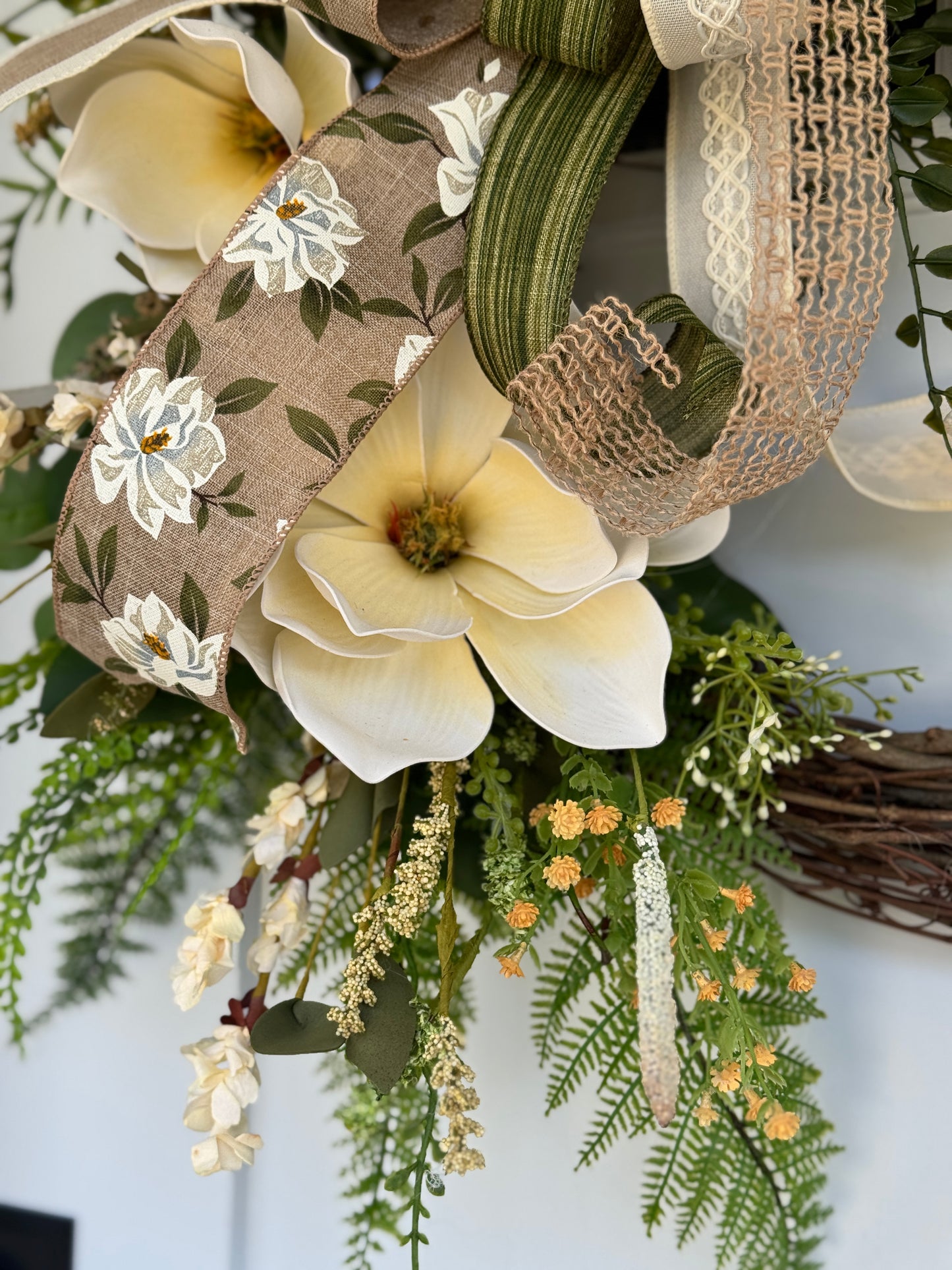 Elegant Southern Magnolia Floral Wreath