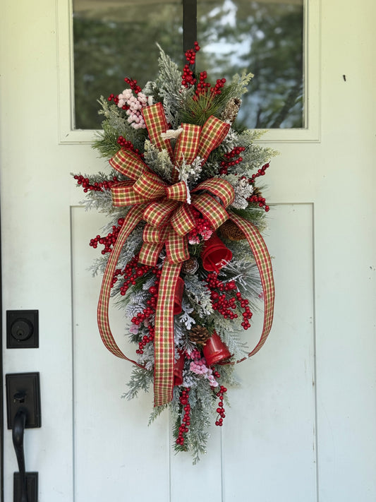 Primitive Bell Winter/Holiday Teardrop Wreath