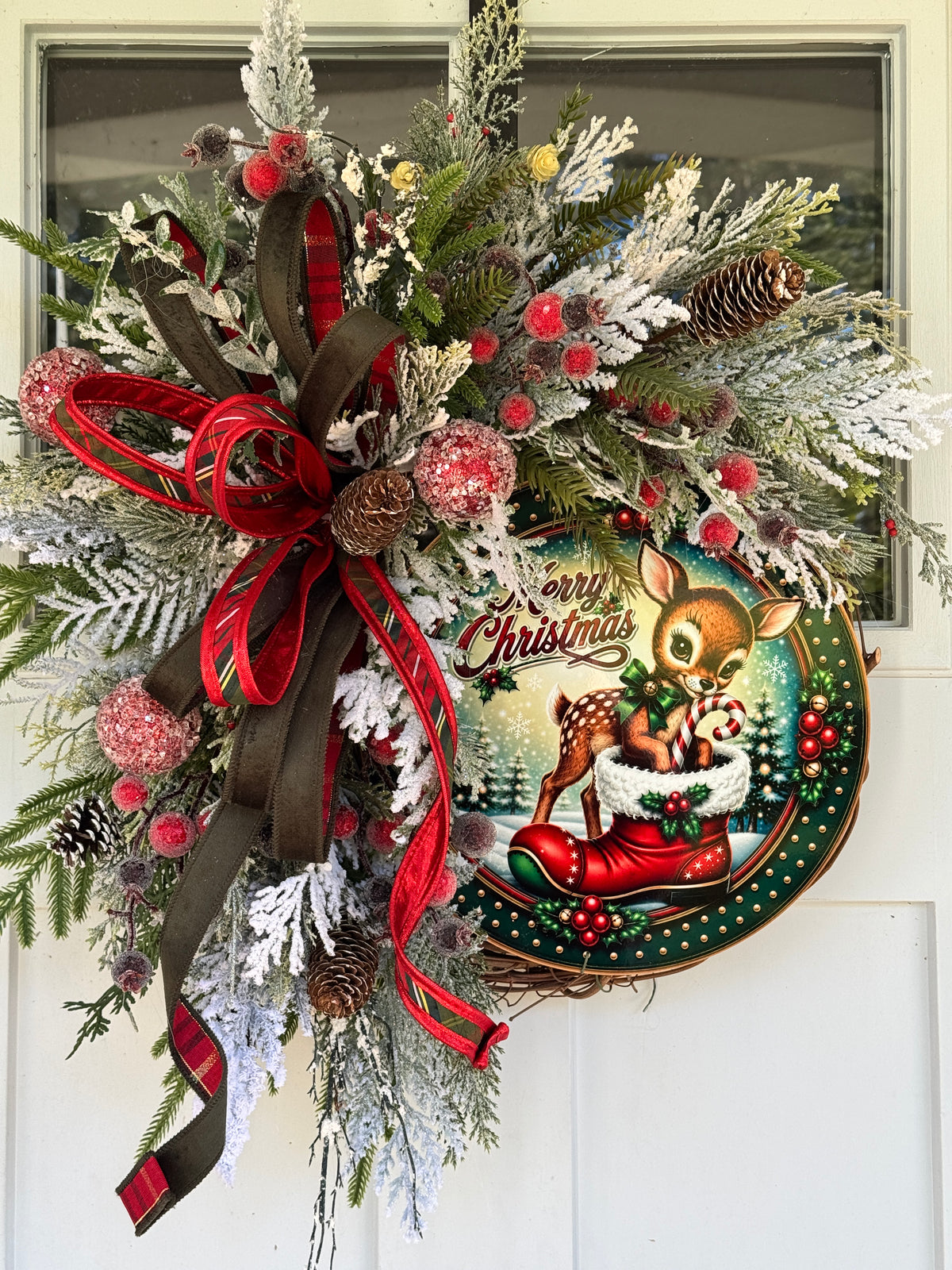 Adorable Deer “Merry Christmas” Wreath