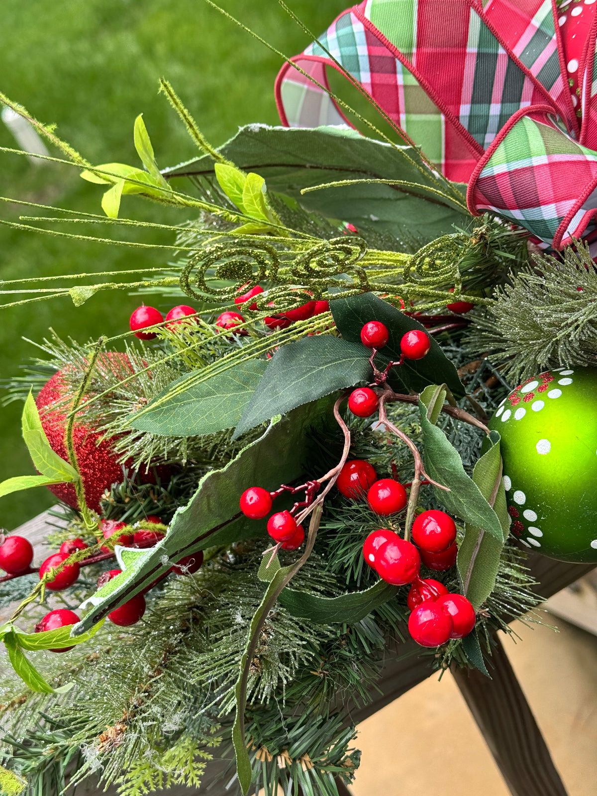 Vibrant Red & Lime Green Christmas Arrangement