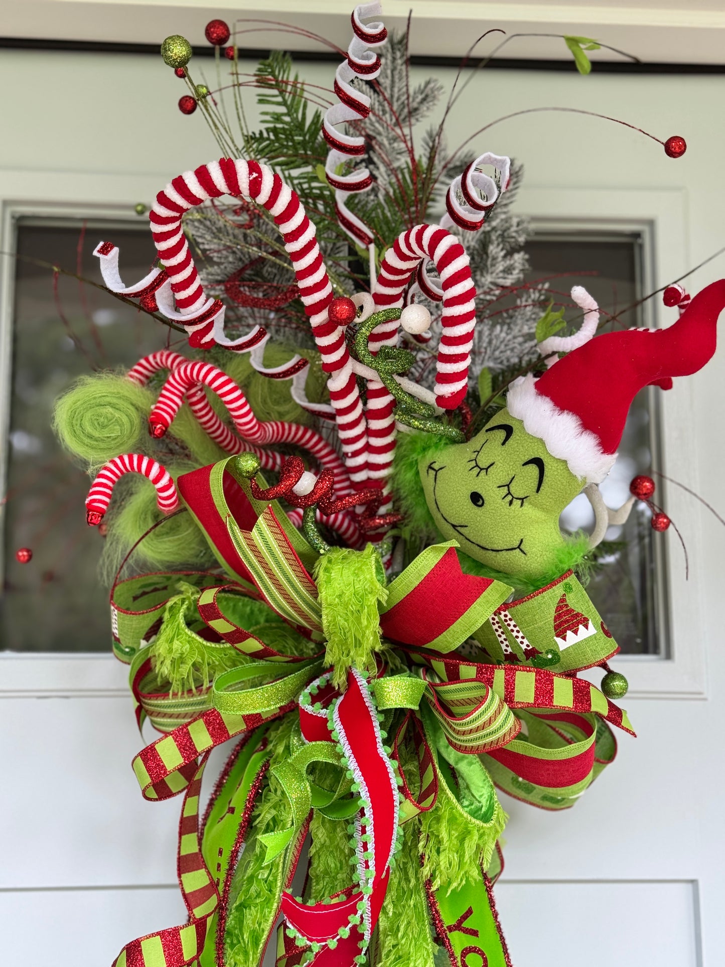 Vibrant Large Grinch Bow/Treetopper