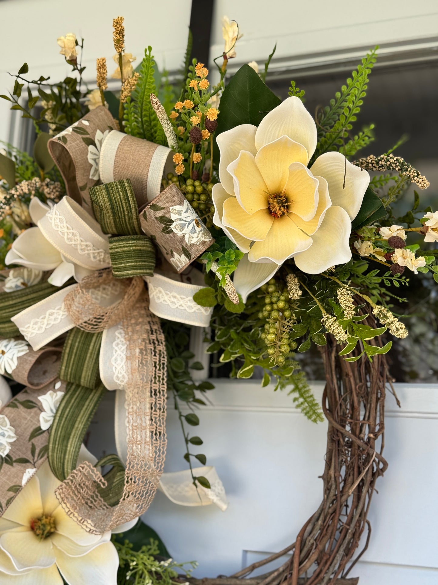 Elegant Southern Magnolia Floral Wreath