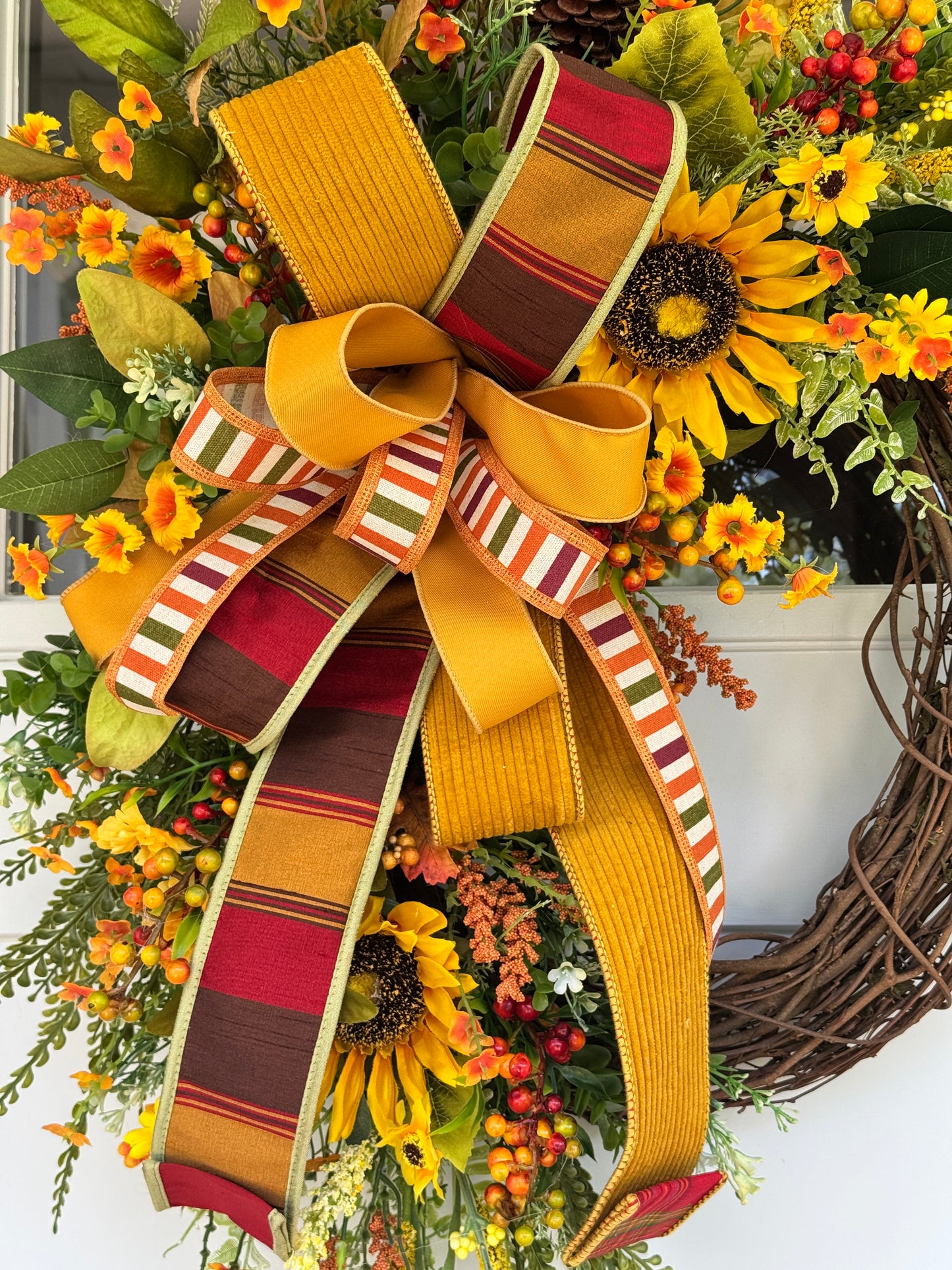 Golden Harvest Grapevine Wreath
