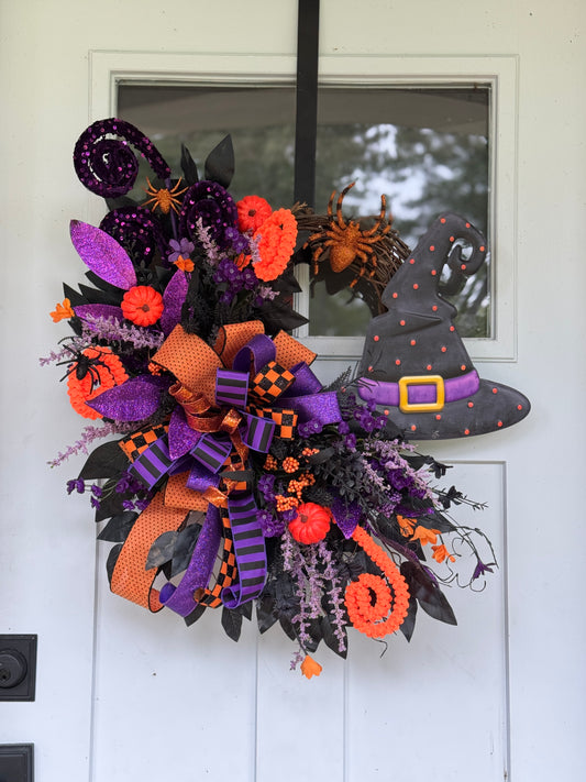 Halloween Witch Hat Door Wreath