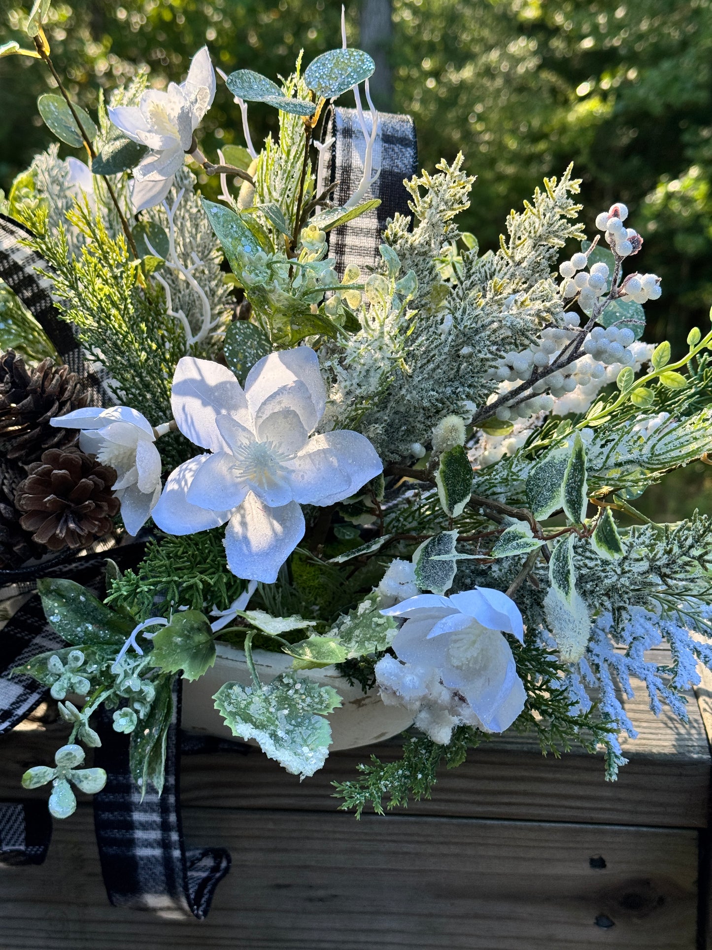 Snowy Magnolias & Frosted Winter Centerpiece