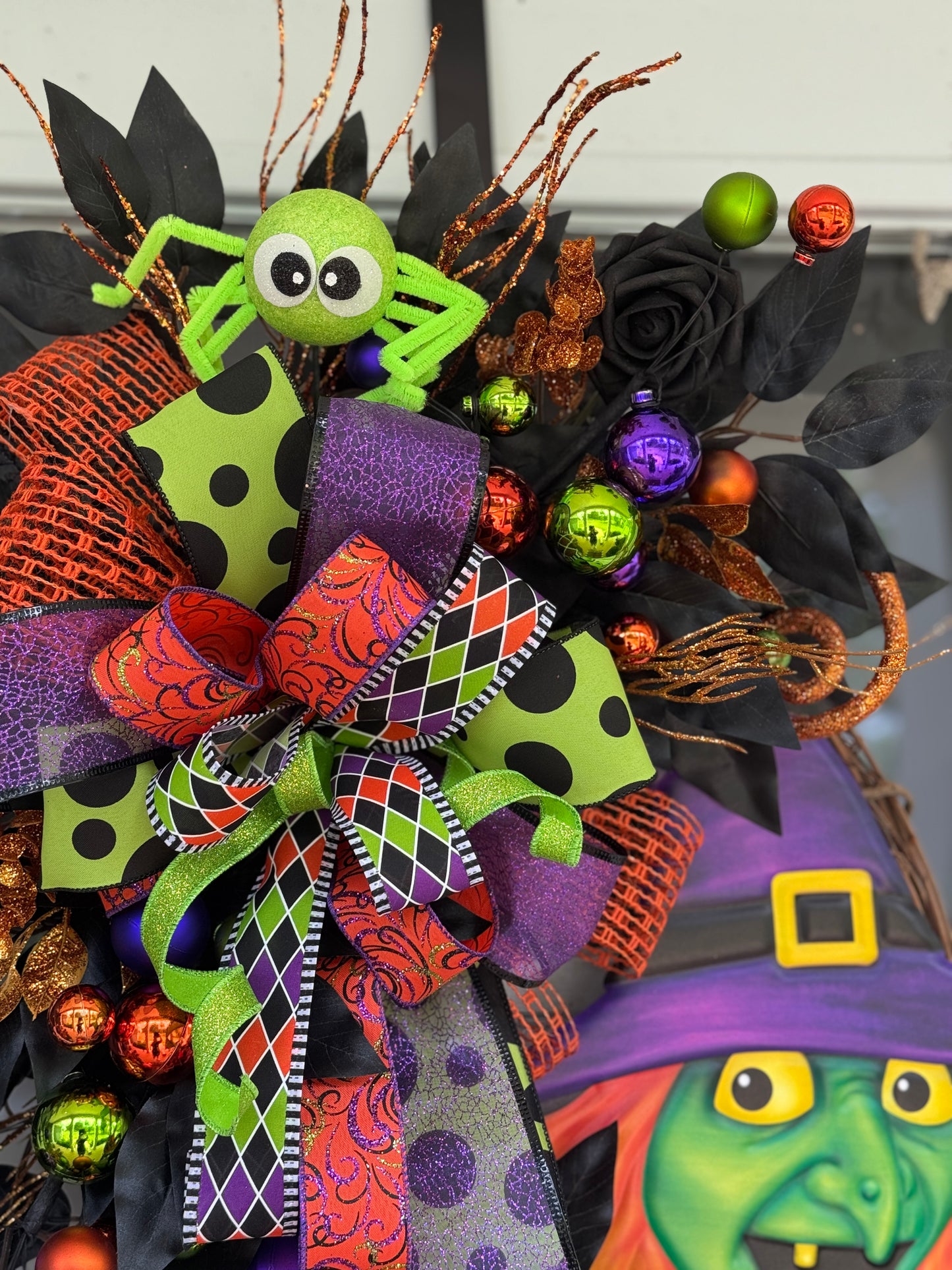 Halloween Witch and Spider Wreath