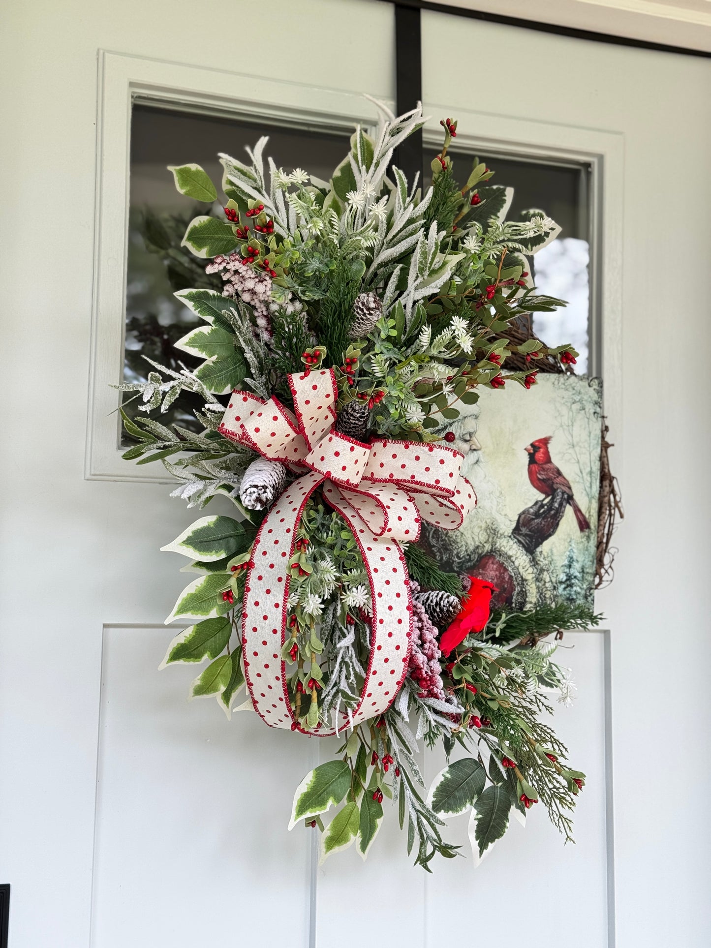 Vintage Inspired Santa and Cardinal Wreath