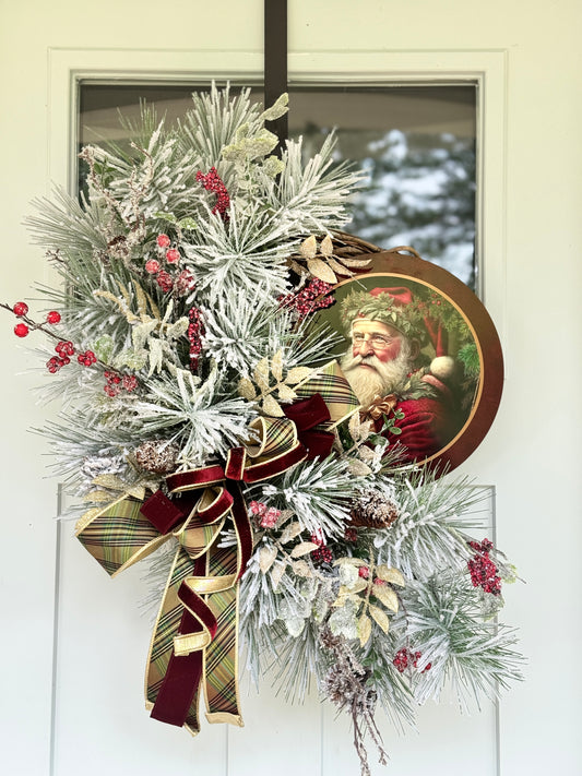 Vintage Santa Christmas Wreath