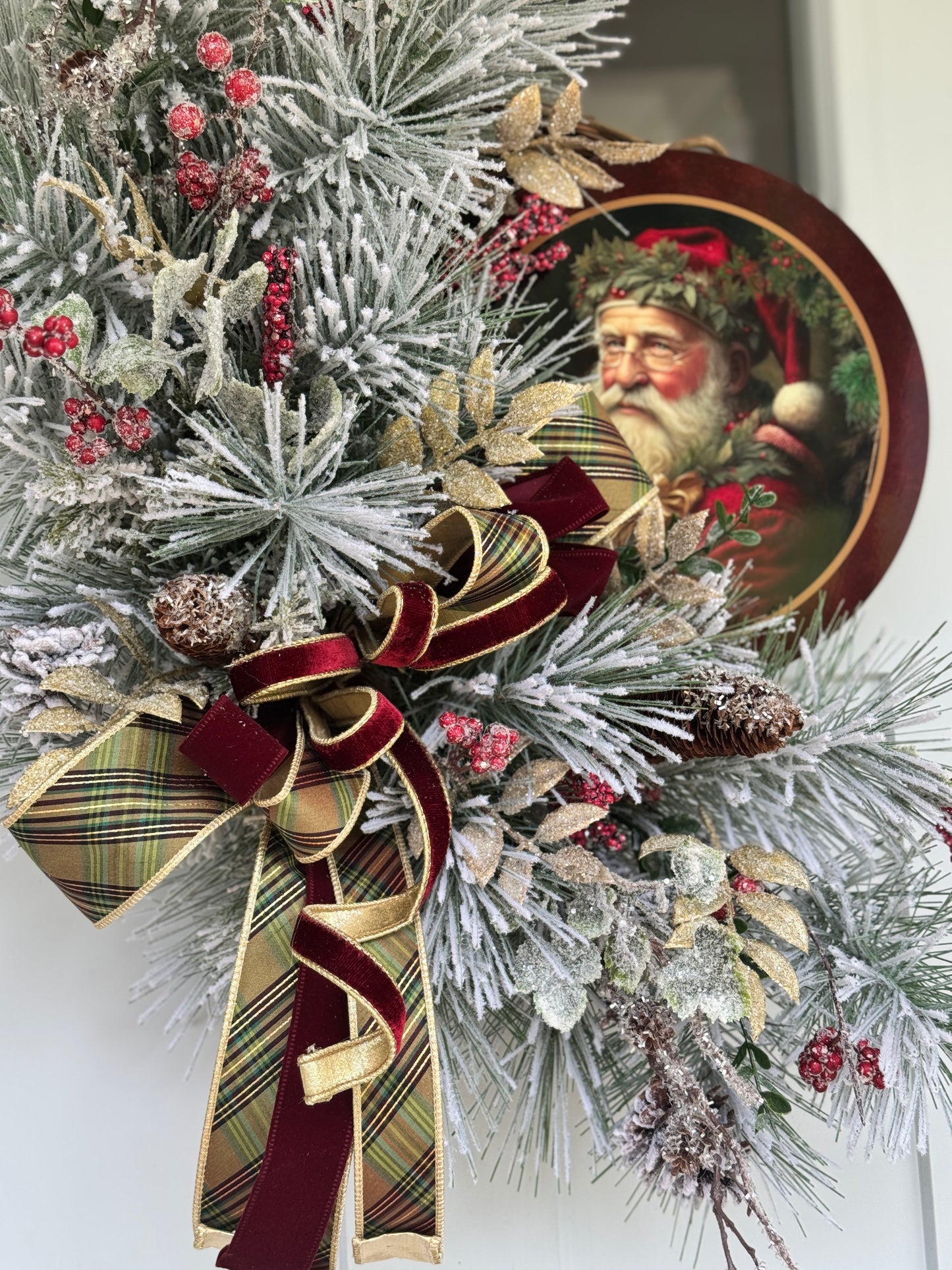 Vintage Santa Christmas Wreath