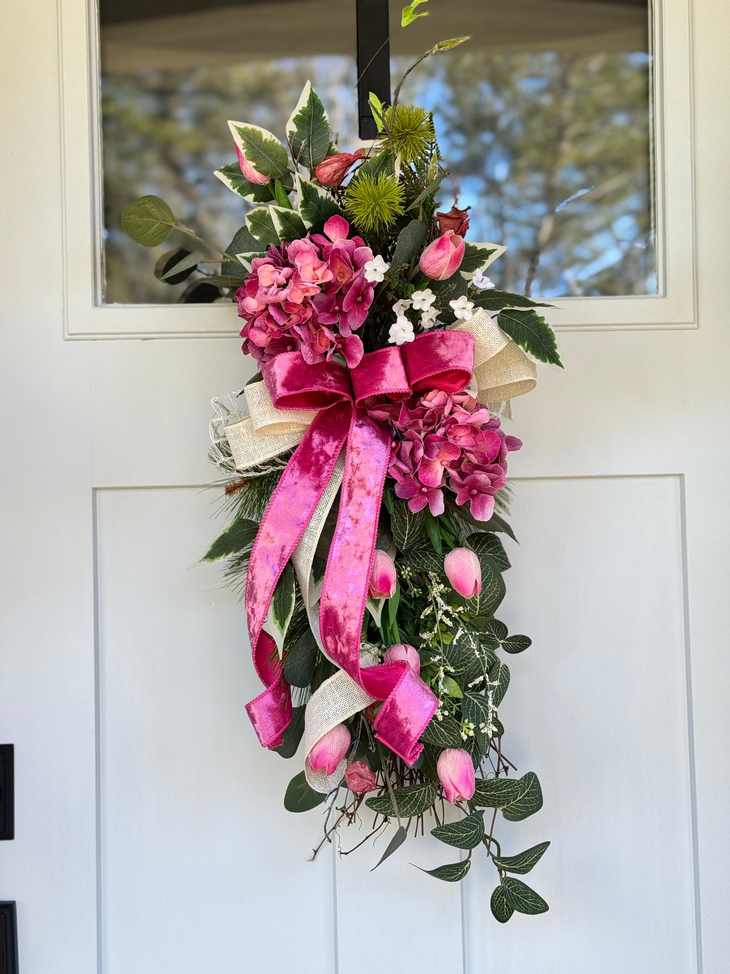 Elegant Pink Floral Angel Vine Loop Door Swag