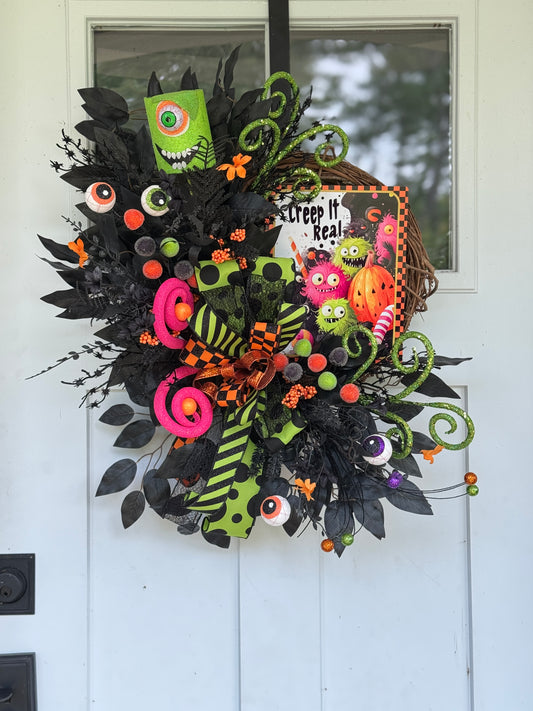 Creep It Real Halloween Monster Wreath