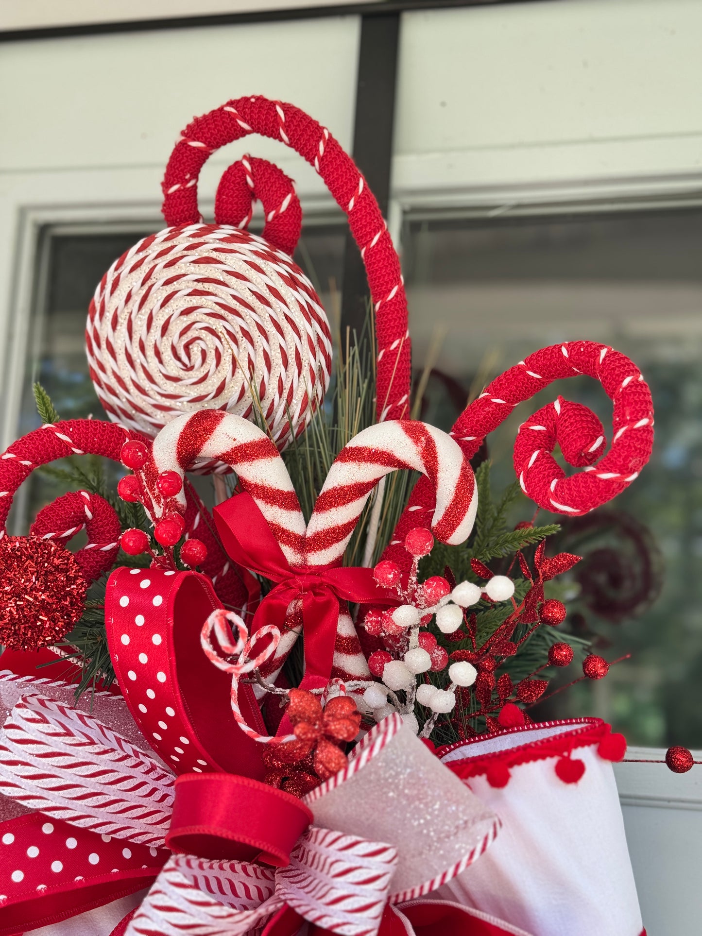 Peppermint Candy Cane Teardrop Wreath