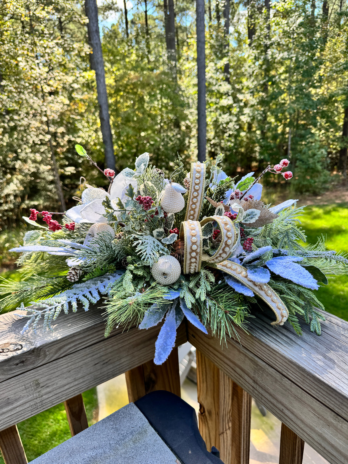 Elegant Ivory & Champagne Winter Floral Centerpiece