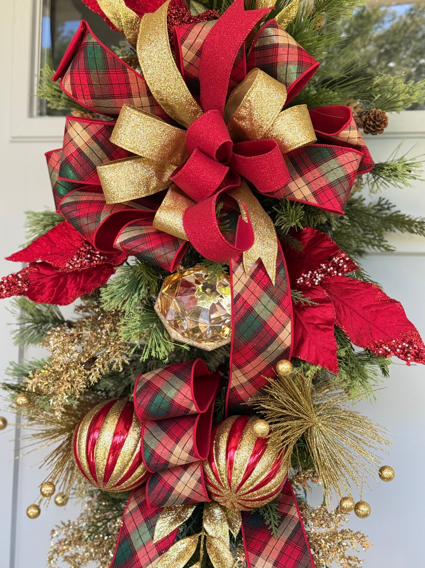 Red and Gold Winter/Holiday Door Swag